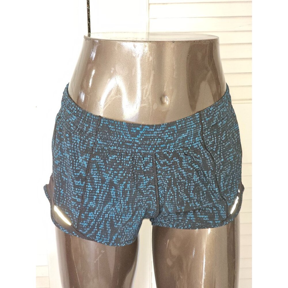 Lululemon Women's Blue Black Teal  Hotty Hot Short Pulse  Size 4 1808 - Picture 6 of 16